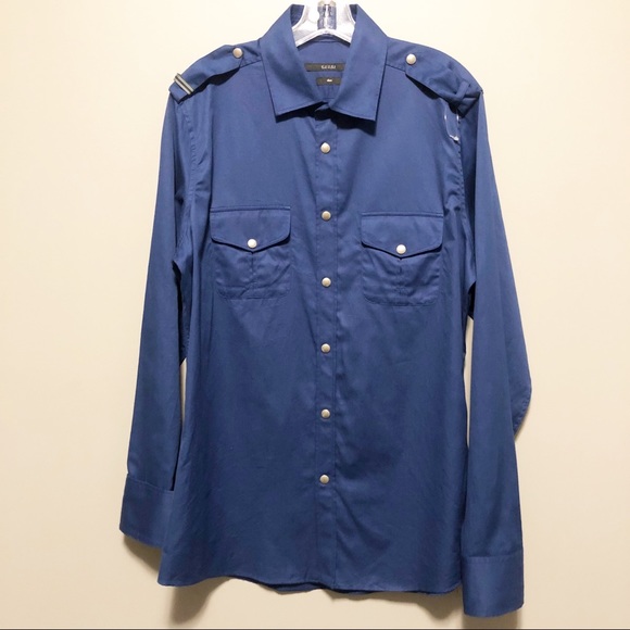 Gucci Tops - Gucci Snap Down Blue Men’s Shirt- 41/16